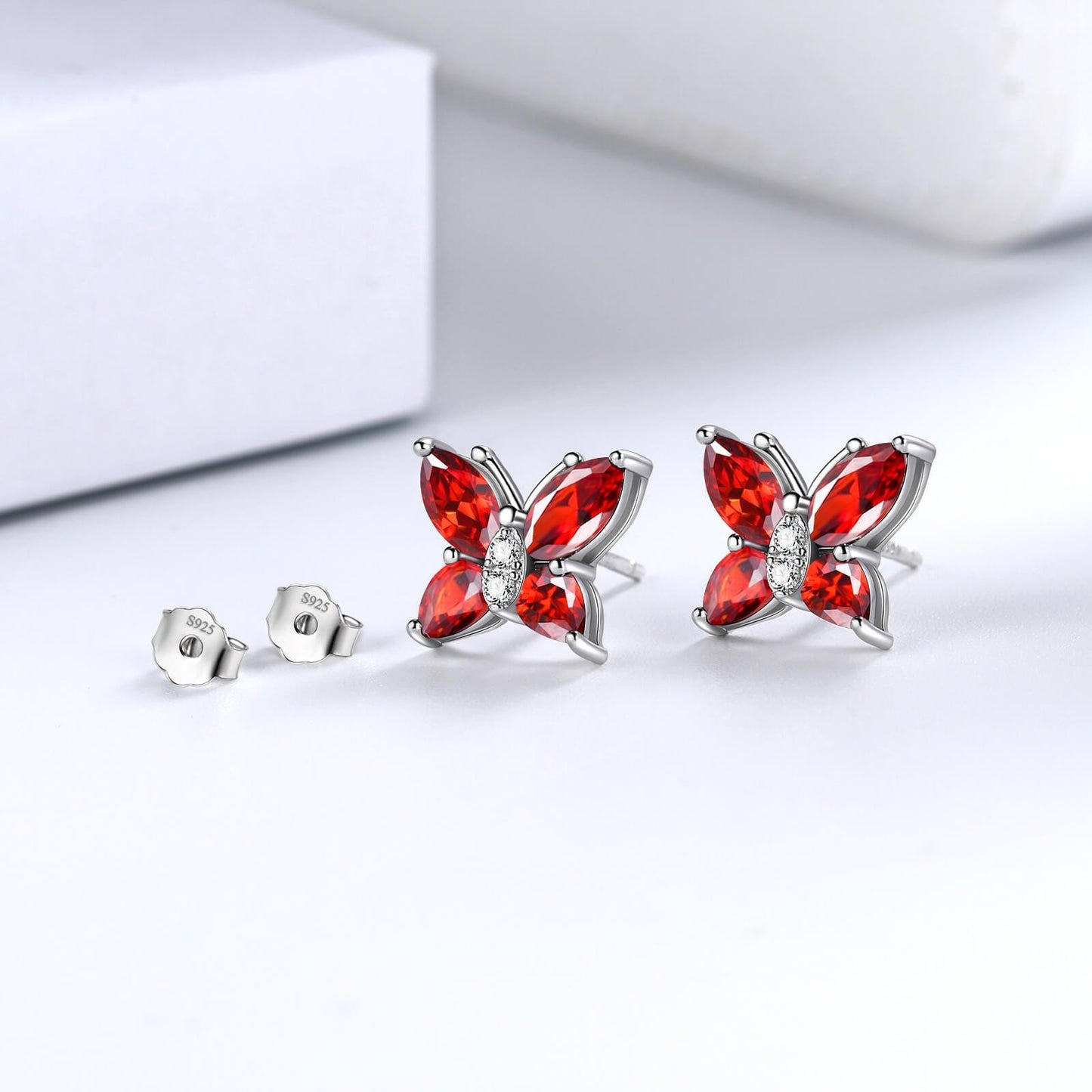 Tokyo Mart Women Stud Earrings Butterfly Birthstone January Garnet Girls Jewelry Birthday Gift