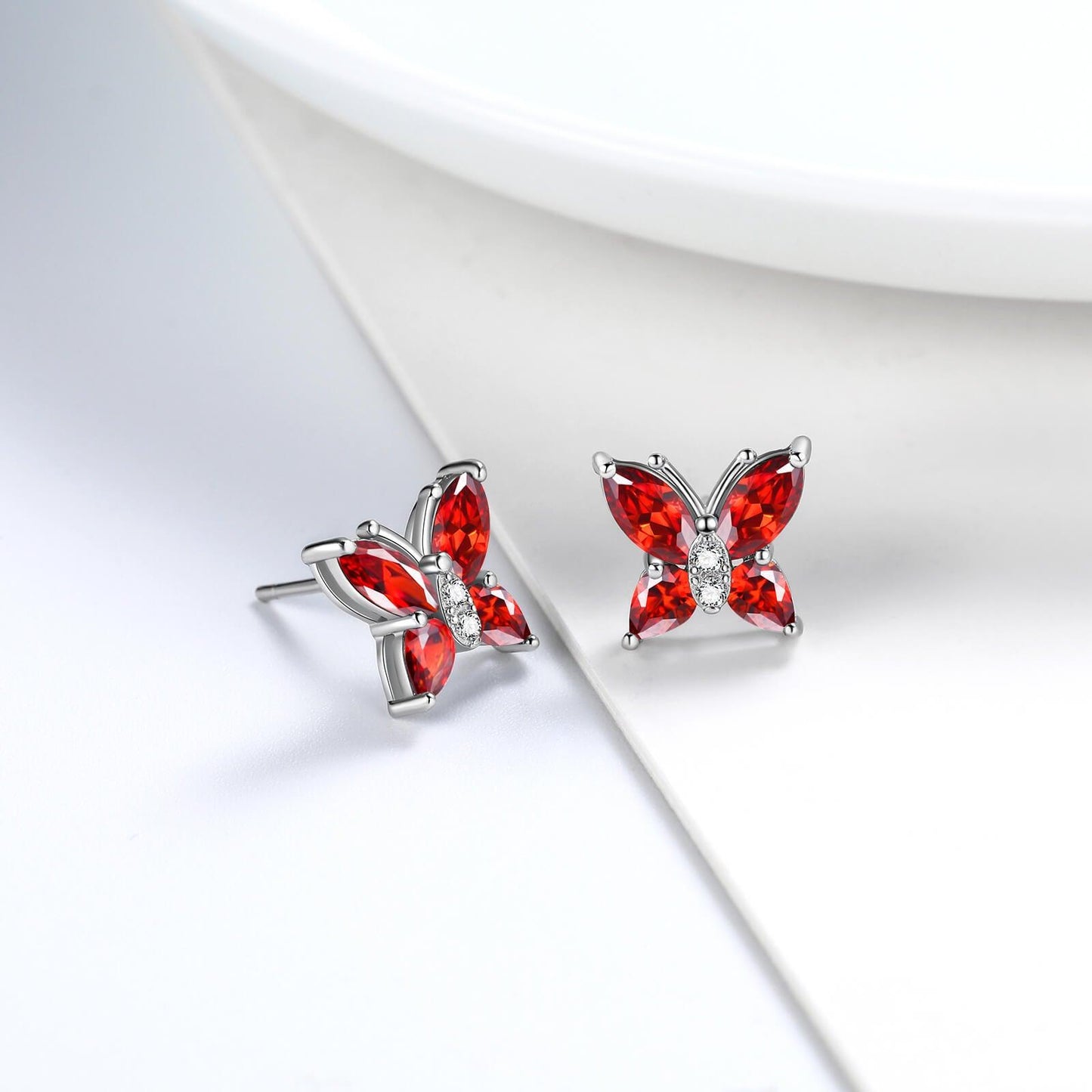 Tokyo Mart Women Stud Earrings Butterfly Birthstone January Garnet Girls Jewelry Birthday Gift