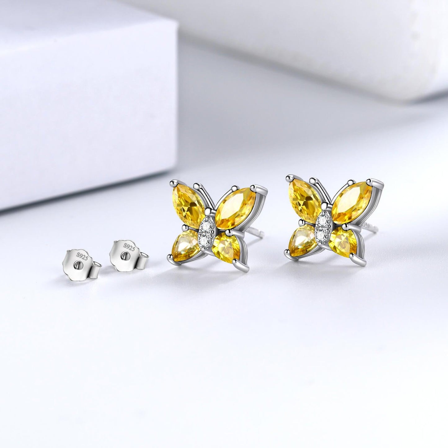 Tokyo Mart Women Stud Earrings Butterfly Birthstone November Citrine Girls Jewelry Birthday Gift