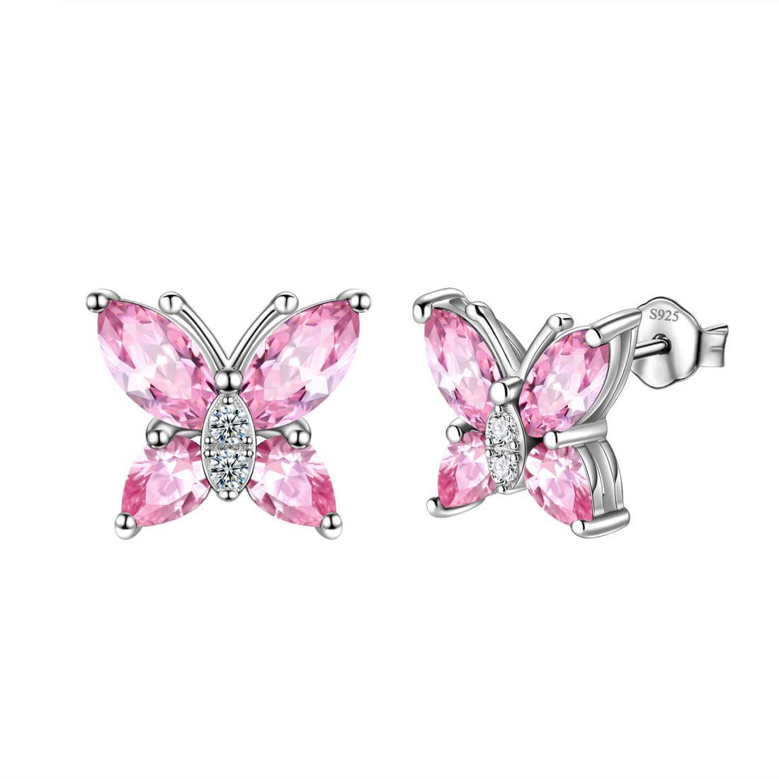 Tokyo Mart Butterfly Stud Earrings Women Birthstone Jewelry Birthday Gifts 925 Sterling Silver