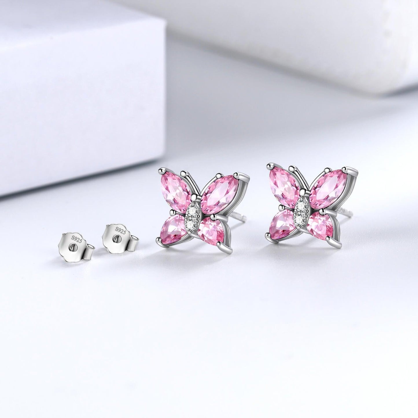 Tokyo Mart Women Stud Earrings Butterfly Birthstone October Tourmaline Girls Jewelry Birthday Gift