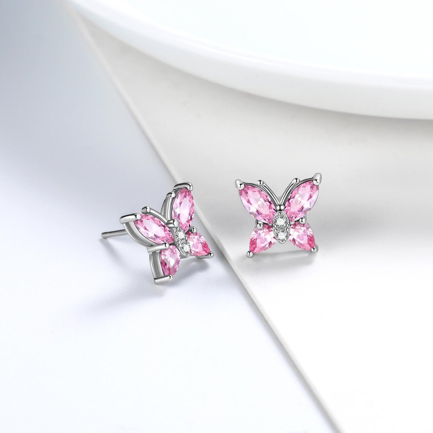 Tokyo Mart Women Stud Earrings Butterfly Birthstone October Tourmaline Girls Jewelry Birthday Gift