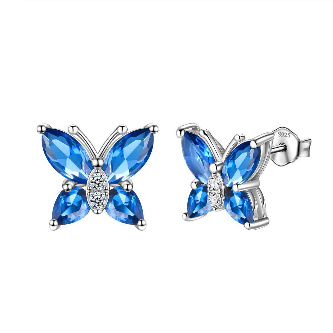 Tokyo Mart Butterfly Stud Earrings Women Birthstone Jewelry Birthday Gifts 925 Sterling Silver