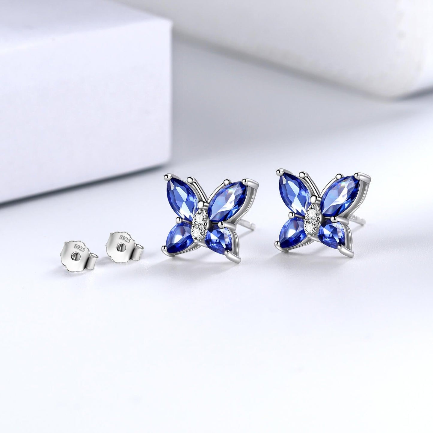 Tokyo Mart Women Stud Earrings Butterfly Birthstone December Tanzanite Girls Jewelry Birthday Gift