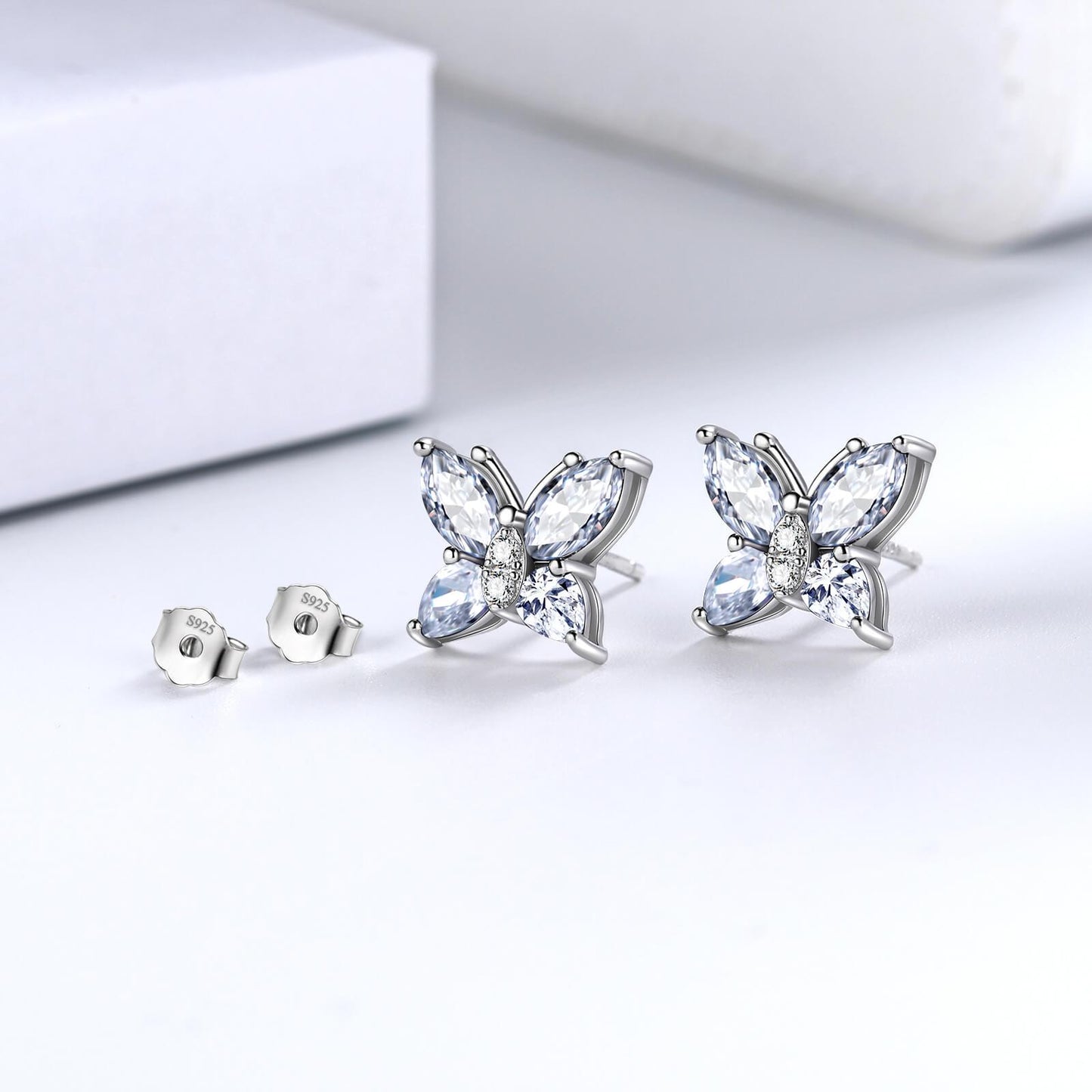 Tokyo Mart Women Stud Earrings Butterfly Birthstone April Diamond Girls Jewelry Birthday Gift