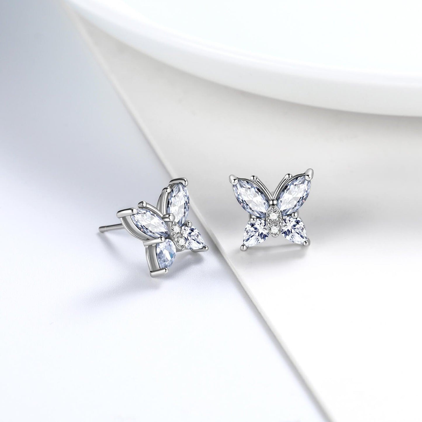 Tokyo Mart Women Stud Earrings Butterfly Birthstone April Diamond Girls Jewelry Birthday Gift