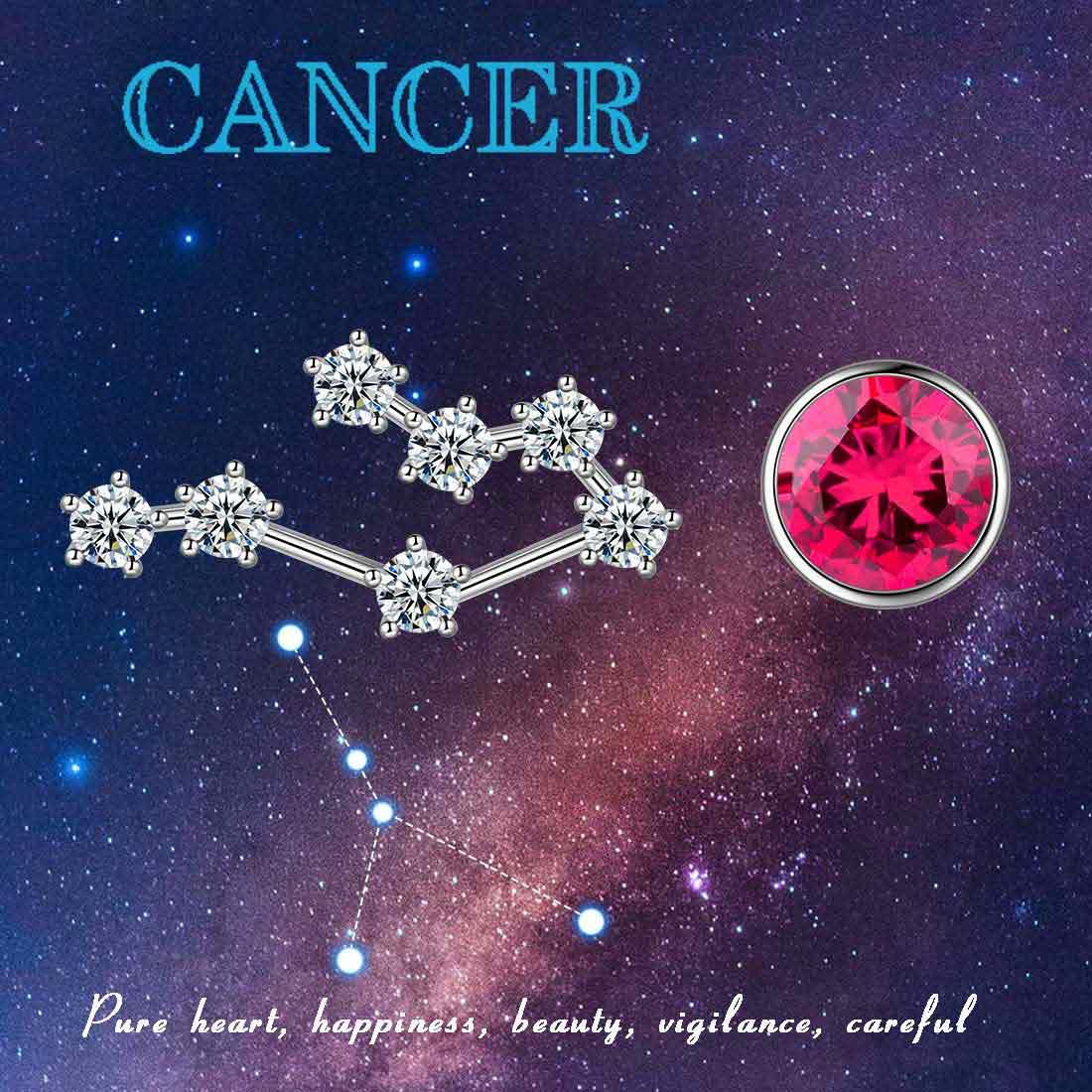 Tokyo Mart Cancer Earrings July Birthstone Zodiac Studs Women Girls Jewelry Birthday Gift