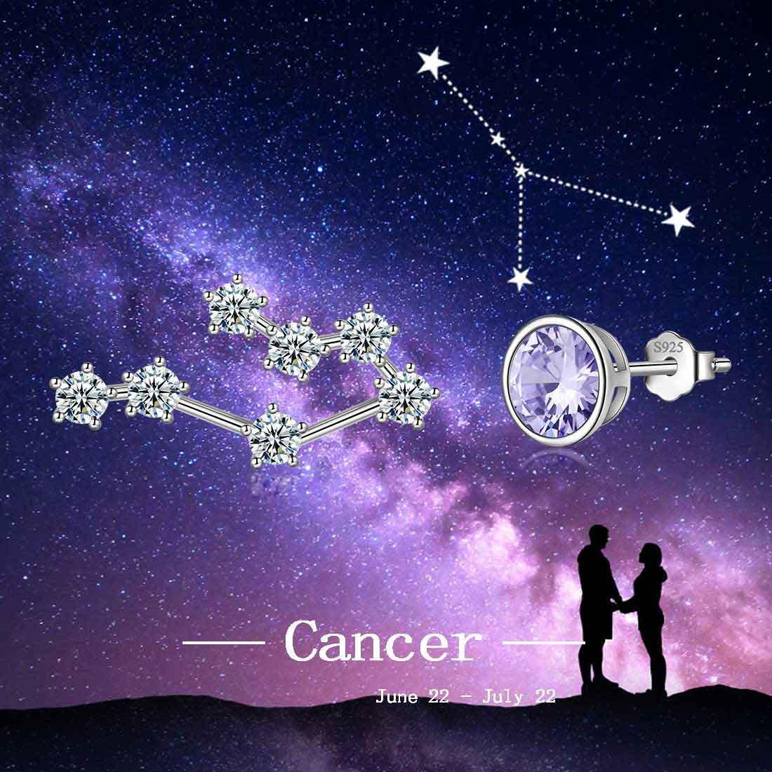 Tokyo Mart Cancer Earrings June Birthstone Zodiac Studs Women Girls Jewelry Birthday Gift