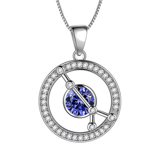 Tokyo Mart Zodiac Cancer Necklace Tanzanite Birthstone Pendant Jewelry Women Girls Birthday Gift