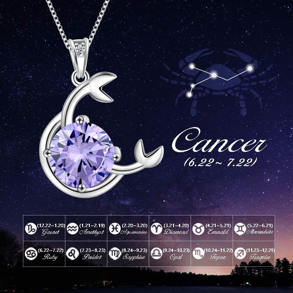 Tokyo Mart Zodiac Cancer Necklace June Birthstone Pendant Women Girls Jewelry Birthday Gift Women Girls Jewelry Birthday Gift