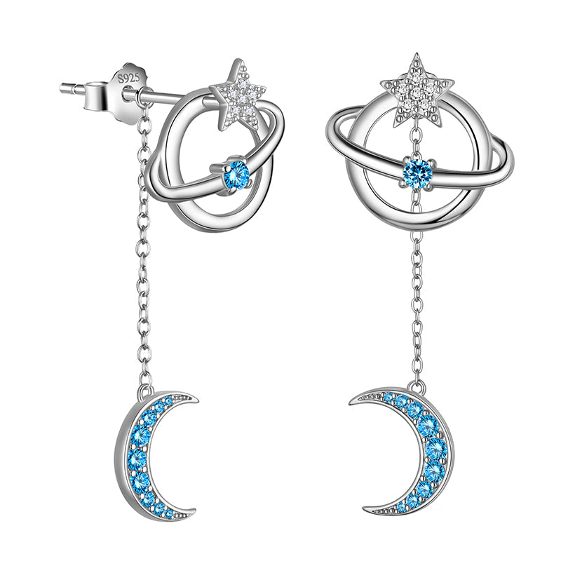 Tokyo Mart Women Celestial Moon & Star Earth Planet Dangle Earrings Grils Jewelry