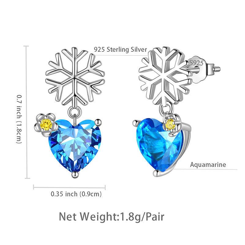 Tokyo Mart Christmas Snowflake Heart Drop Dangle Earrings Jewelry Women Girls Christmas Gift Sterling Silver