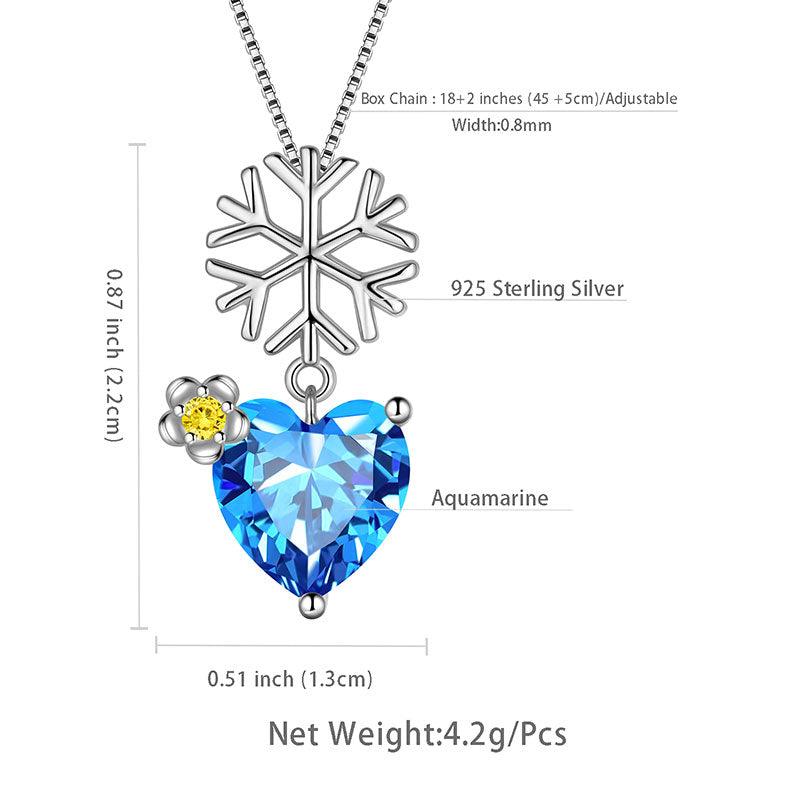 Tokyo Mart Christmas Snowflake Heart Pendant Necklace Jewelry Women Girls Christmas Gift Sterling Silver