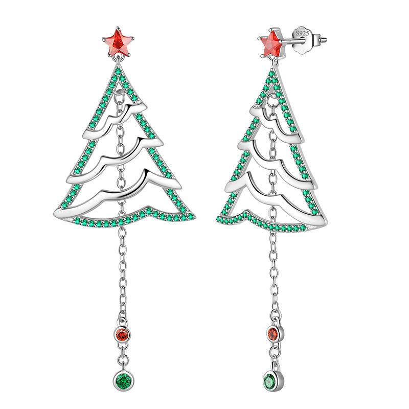 Tokyo Mart Christmas Tree Drop Dangle Earrings Jewelry Women Girls Christmas Gift Sterling Silver