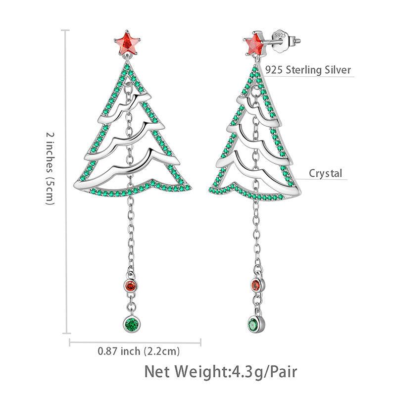 Tokyo Mart Christmas Tree Drop Dangle Earrings Jewelry Women Girls Christmas Gift Sterling Silver