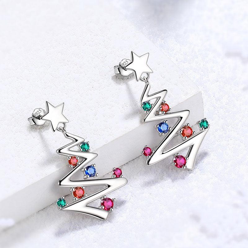 Tokyo Mart Christmas Tree Drop Dangle Earrings Jewelry Women Girls Christmas Gift Sterling Silver