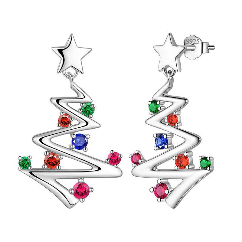 Tokyo Mart Christmas Tree Drop Dangle Earrings Jewelry Women Girls Christmas Gift Sterling Silver