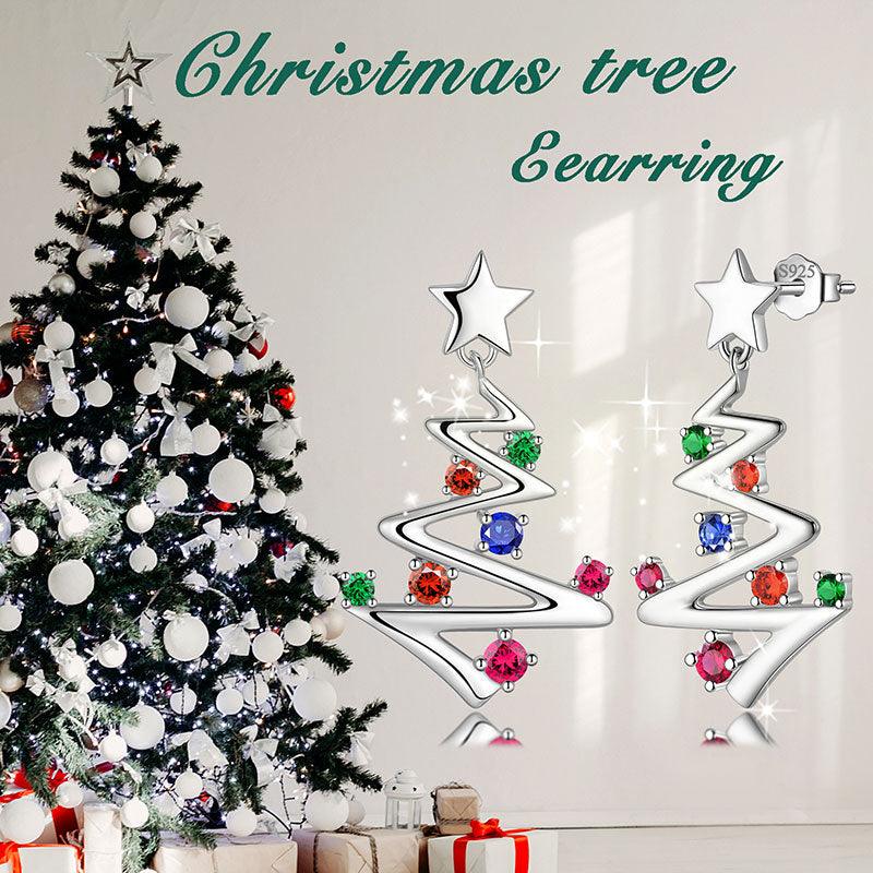 Tokyo Mart Christmas Tree Drop Dangle Earrings Jewelry Women Girls Christmas Gift Sterling Silver