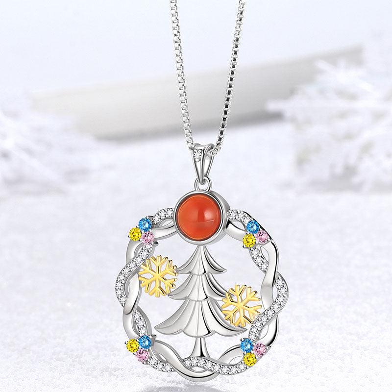 Tokyo Mart Christmas Tree Necklaces Pendant Jewelry Women Girls Christmas Gift Sterling Silver