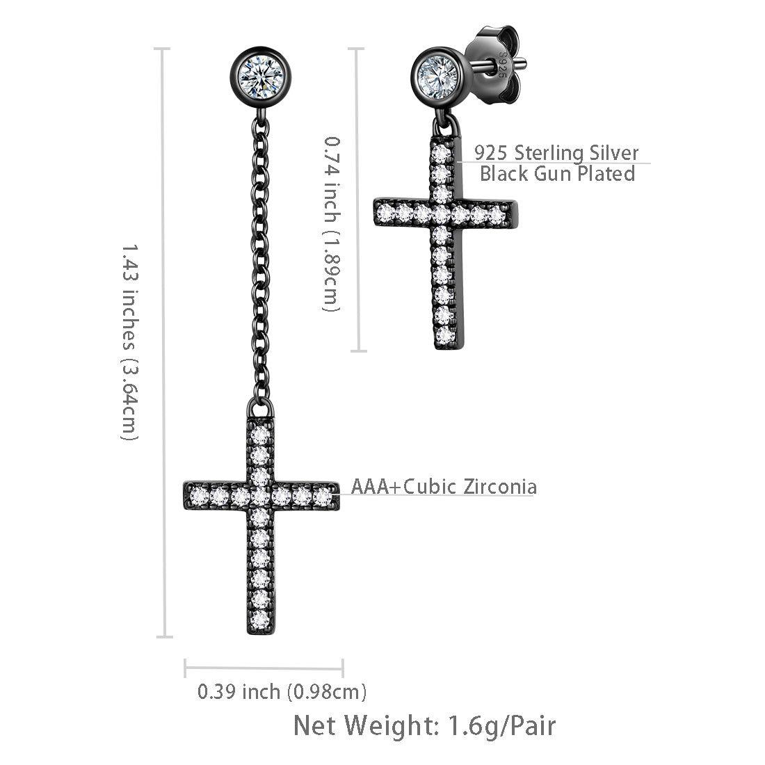 Tokyo Mart Klassische asymmetrische kleine Kreuz-Ohrringe für Damen und Herren, Sterling-Silber