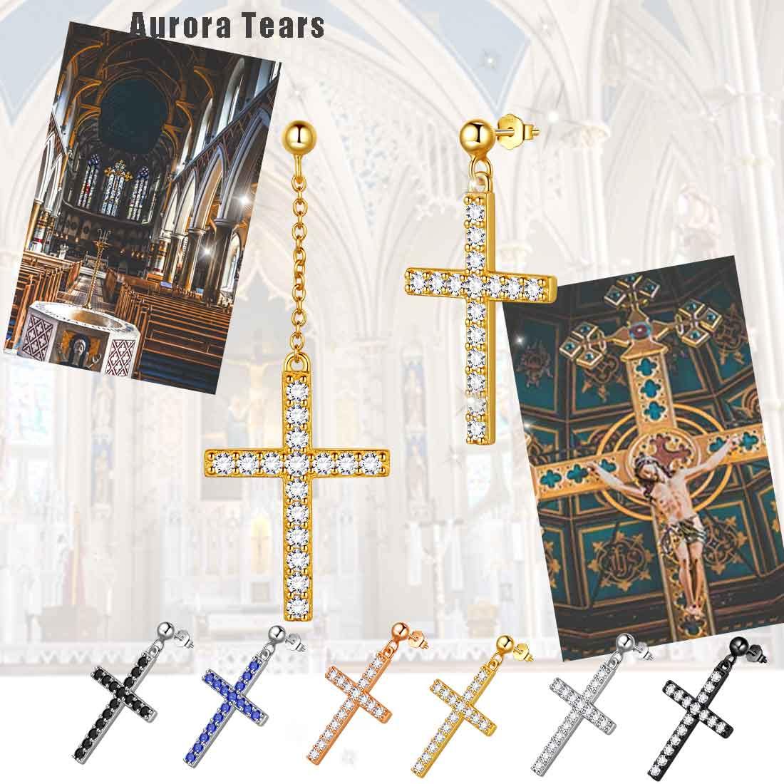 Tokyo Mart Classic Asymmetry Cross Earrings Women Mens Jewelry Sterling Silver