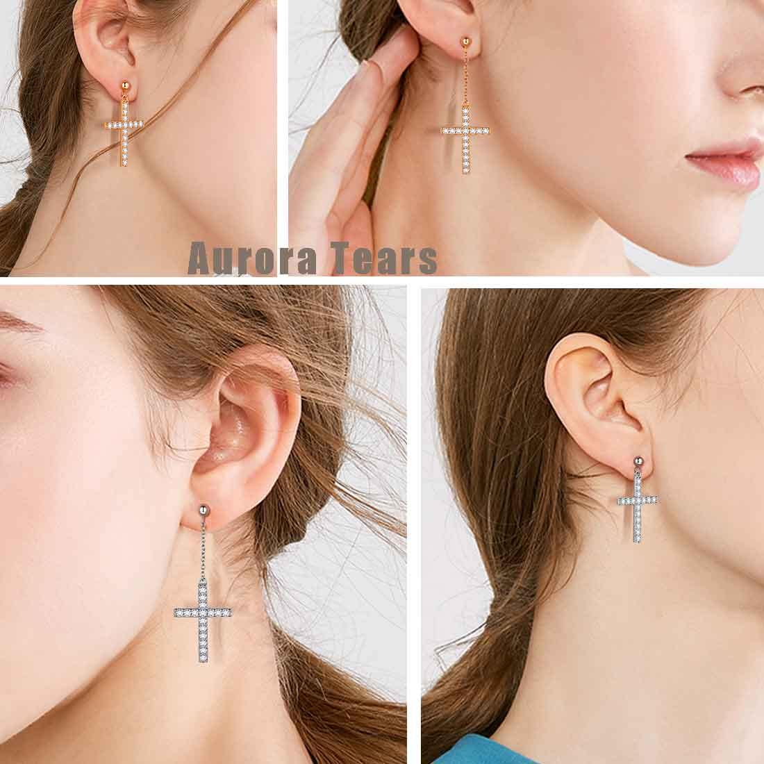 Tokyo Mart Classic Asymmetry Cross Earrings Women Mens Jewelry Sterling Silver