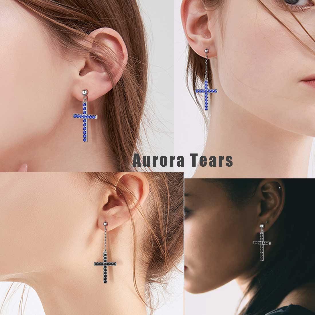 Tokyo Mart Classic Asymmetry Cross Earrings Women Mens Jewelry Sterling Silver