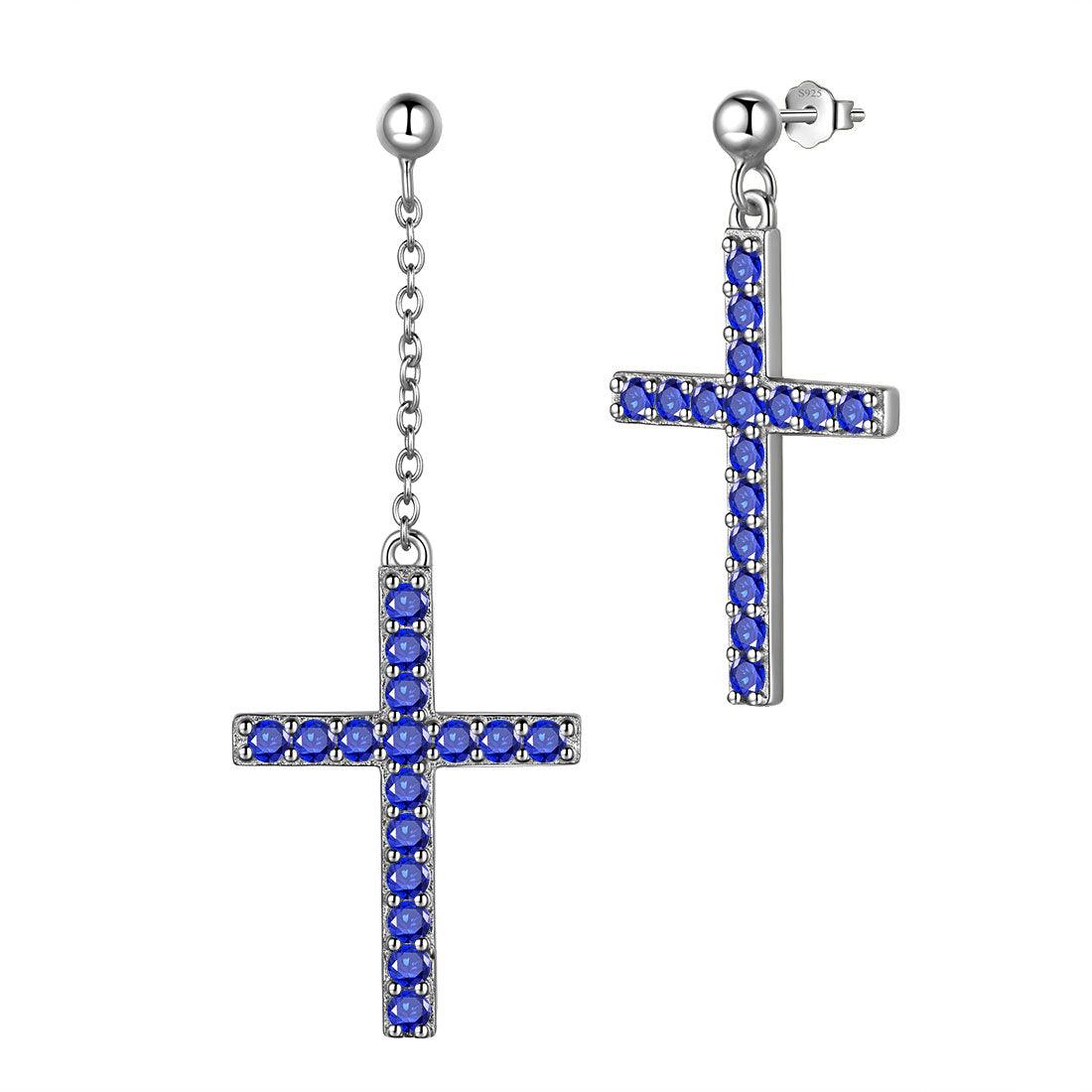 Tokyo Mart Classic Asymmetry Cross Earrings Women Mens Jewelry Sterling Silver