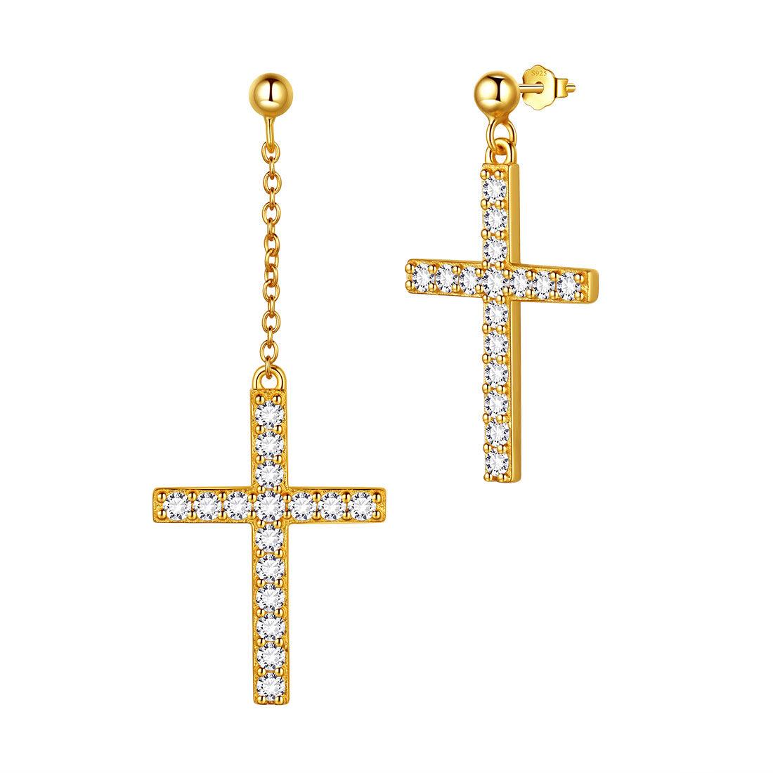 Tokyo Mart Classic Asymmetry Cross Earrings Women Mens Jewelry Sterling Silver