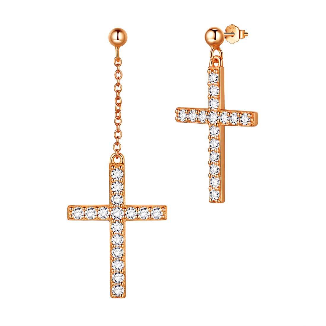 Tokyo Mart Classic Asymmetry Cross Earrings Women Mens Jewelry Sterling Silver