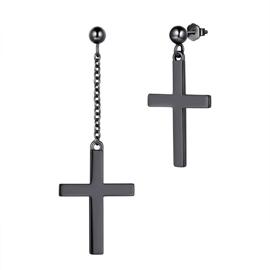 Tokyo Mart Klassische asymmetrische Kreuz-Ohrringe Damen Herren Schmuck Sterling Silber