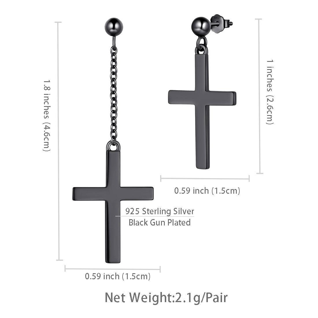 Tokyo Mart Klassische asymmetrische Kreuz-Ohrringe Damen Herren Schmuck Sterling Silber