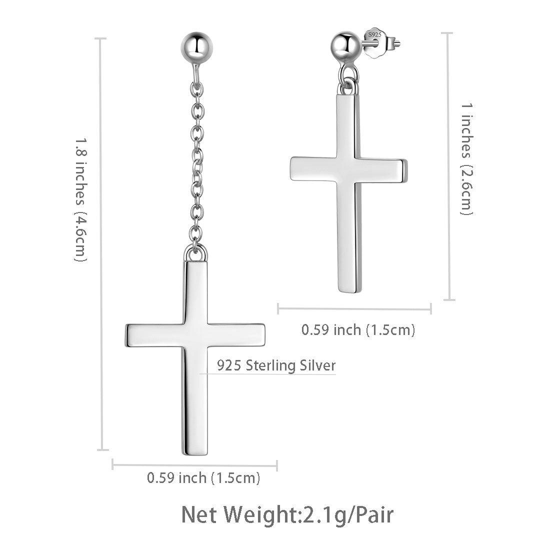 Tokyo Mart Klassische asymmetrische Kreuz-Ohrringe Damen Herren Schmuck Sterling Silber