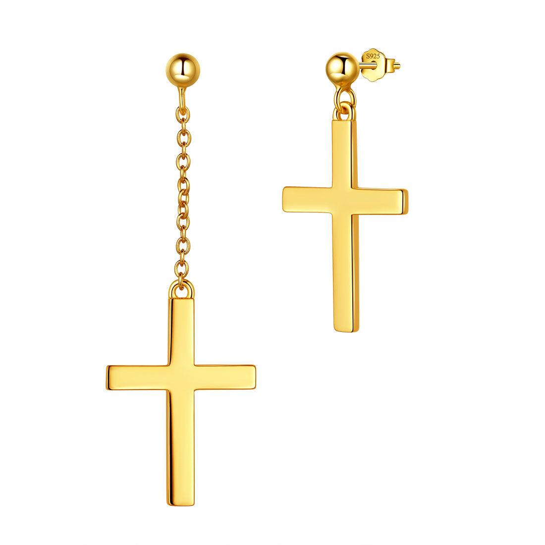 Tokyo Mart Klassische asymmetrische Kreuz-Ohrringe Damen Herren Schmuck Sterling Silber