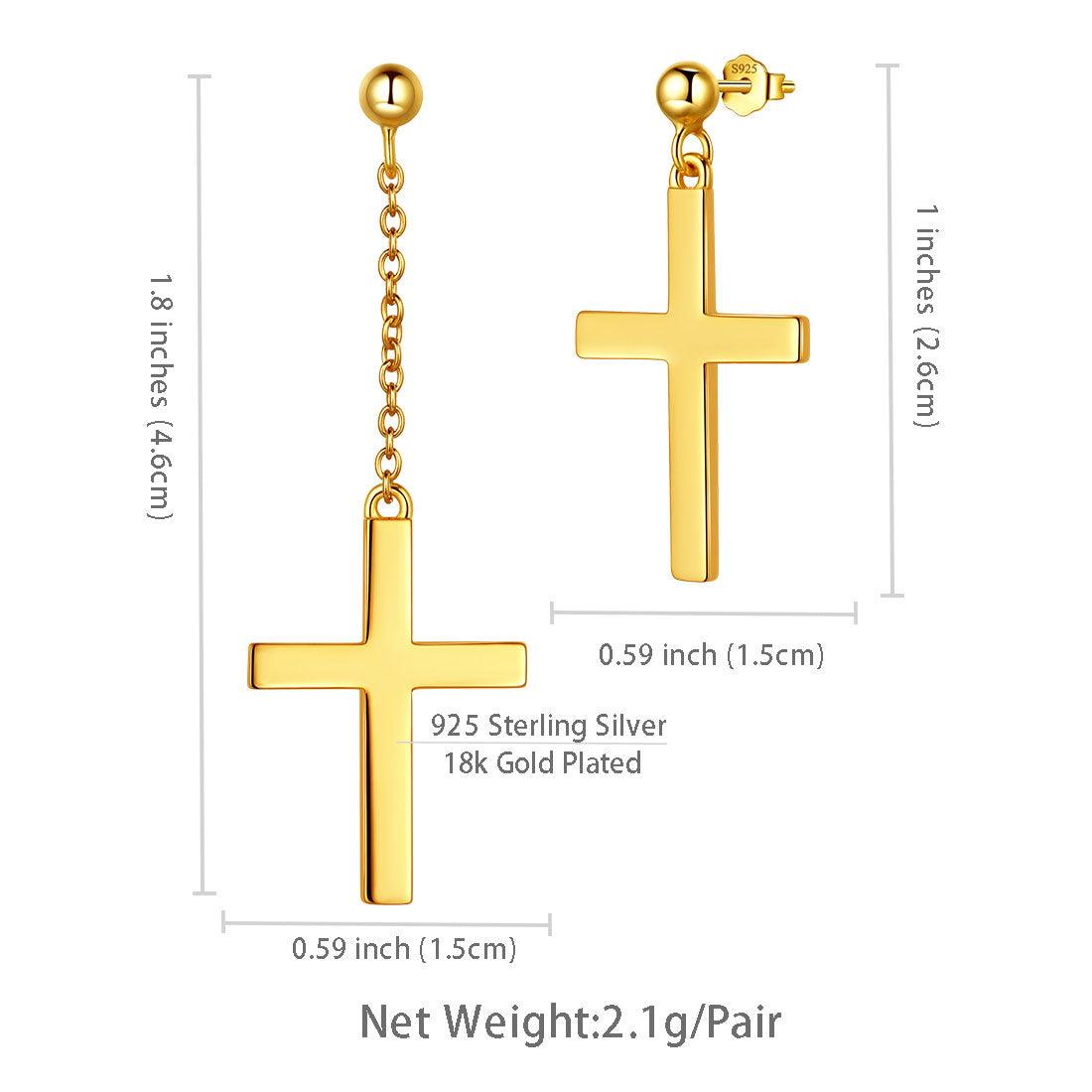 Tokyo Mart Klassische asymmetrische Kreuz-Ohrringe Damen Herren Schmuck Sterling Silber