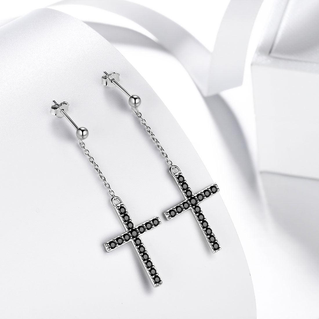 Tokyo Mart Klassische Kreuz-Ohrhänger Damen Herren Schmuck Sterling Silber