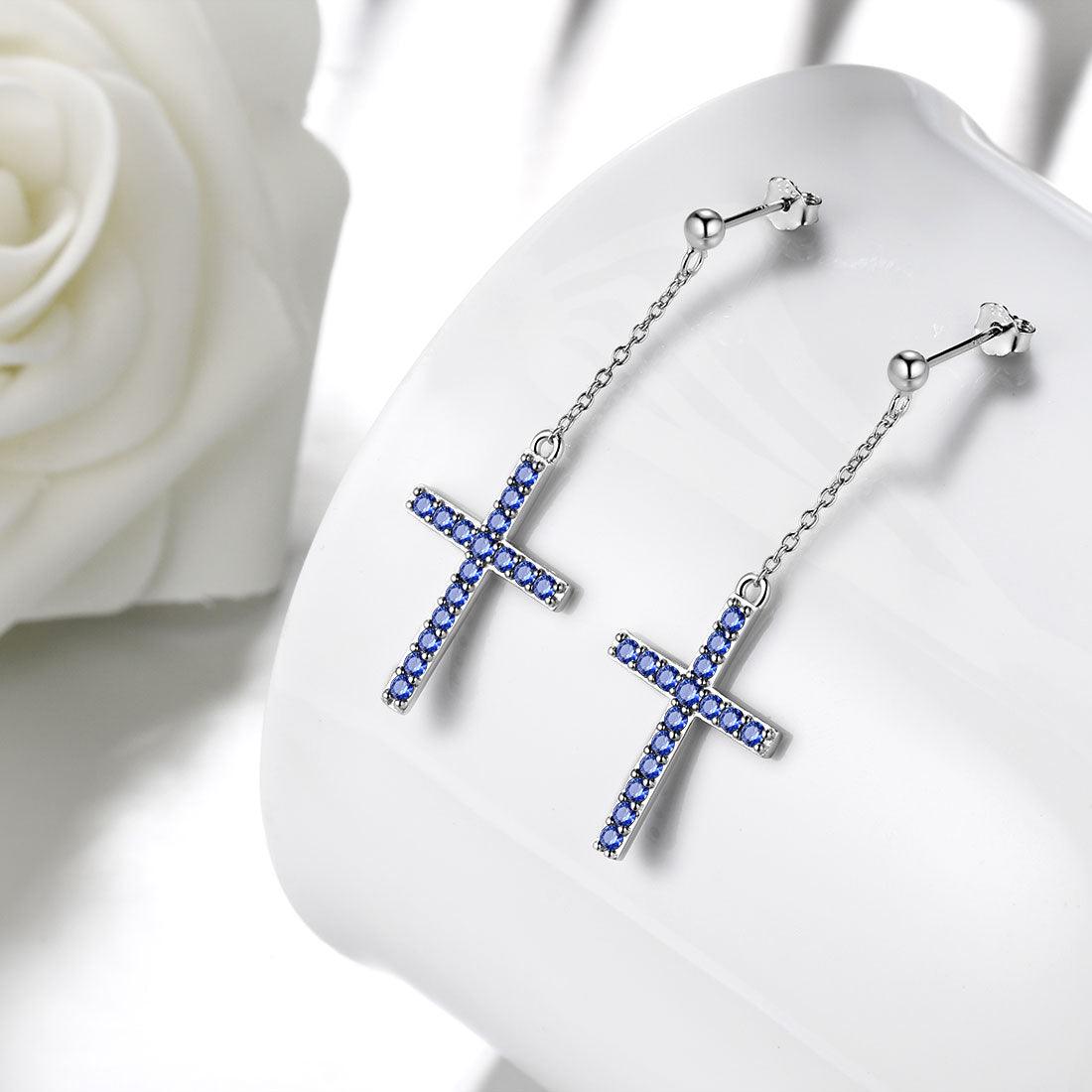 Tokyo Mart Klassische Kreuz-Ohrhänger Damen Herren Schmuck Sterling Silber