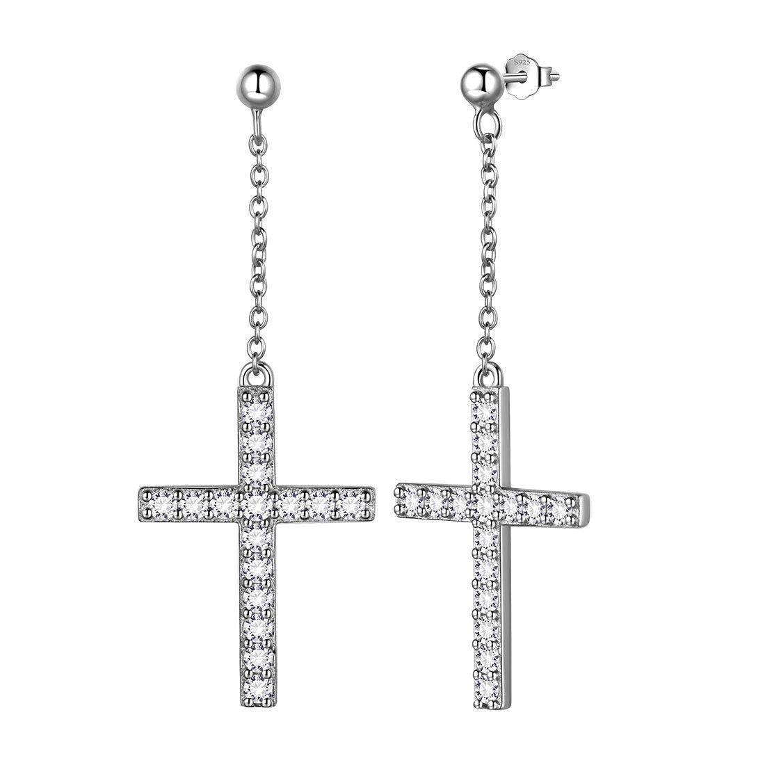 Tokyo Mart Klassische Kreuz-Ohrhänger Damen Herren Schmuck Sterling Silber