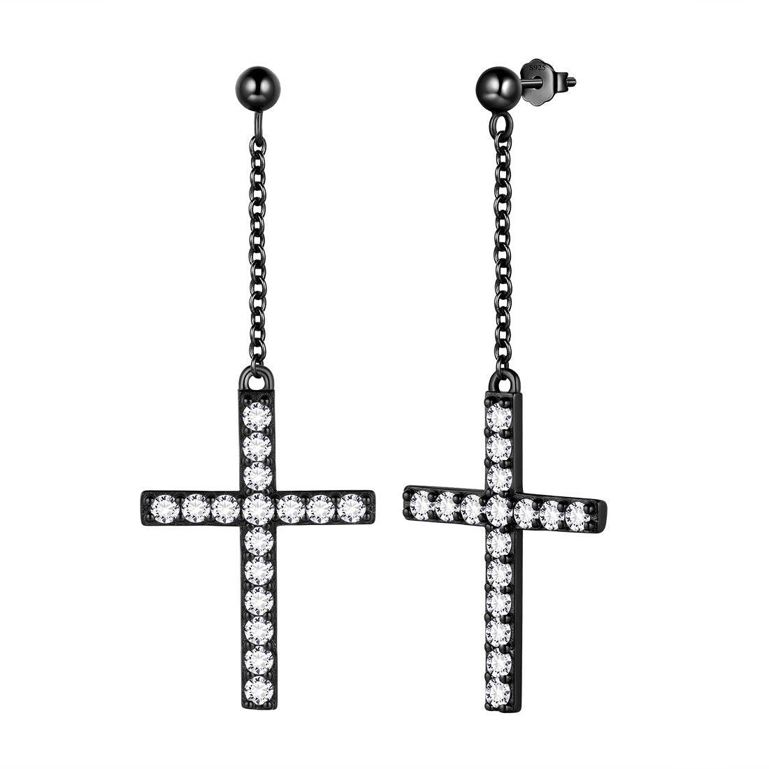 Tokyo Mart Klassische Kreuz-Ohrhänger Damen Herren Schmuck Sterling Silber