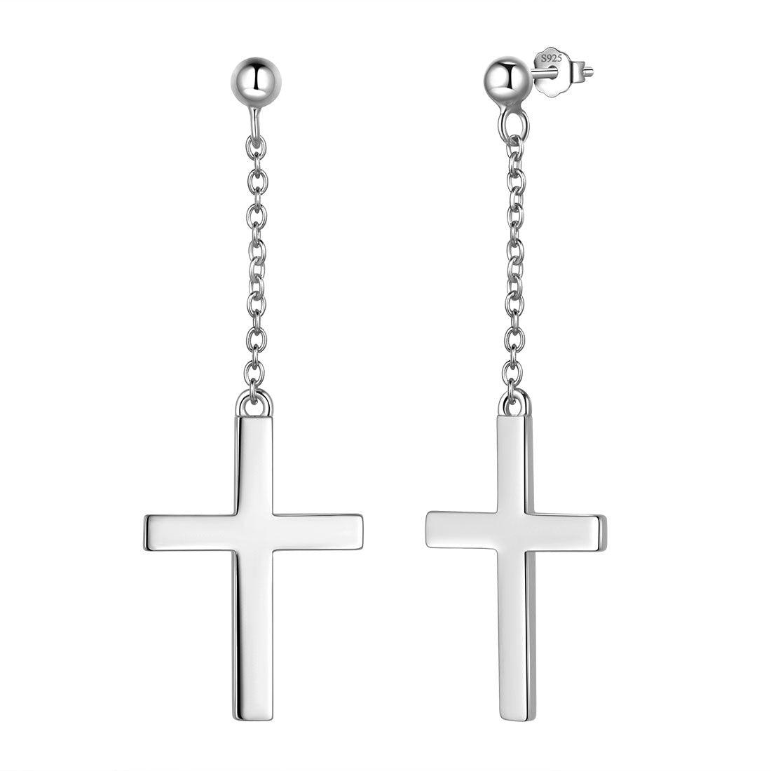 Tokyo Mart Klassische Kreuz-Ohrhänger Damen Herren Schmuck Sterling Silber