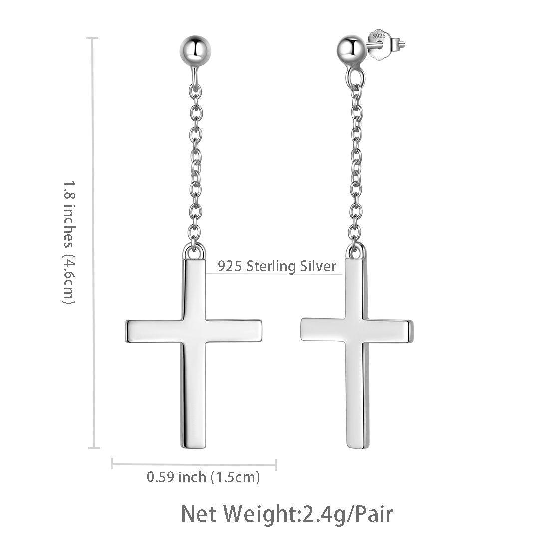 Tokyo Mart Klassische Kreuz-Ohrhänger Damen Herren Schmuck Sterling Silber