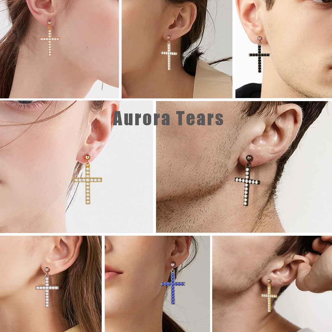 Tokyo Mart Klassische Kreuz-Tropfen-Ohrringe Damen Herren Schmuck Sterling Silber