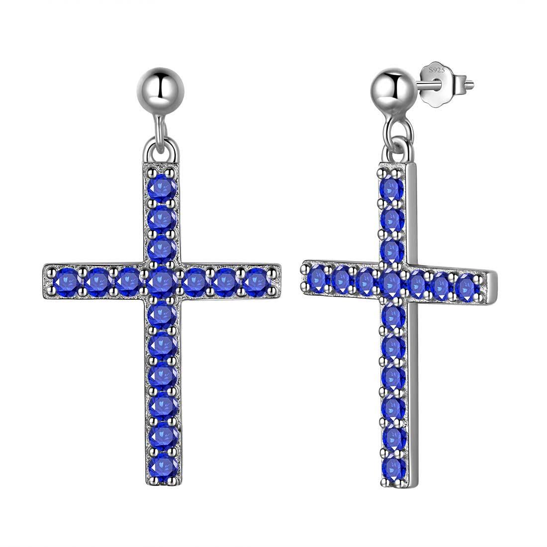 Tokyo Mart Klassische Kreuz-Tropfen-Ohrringe Damen Herren Schmuck Sterling Silber