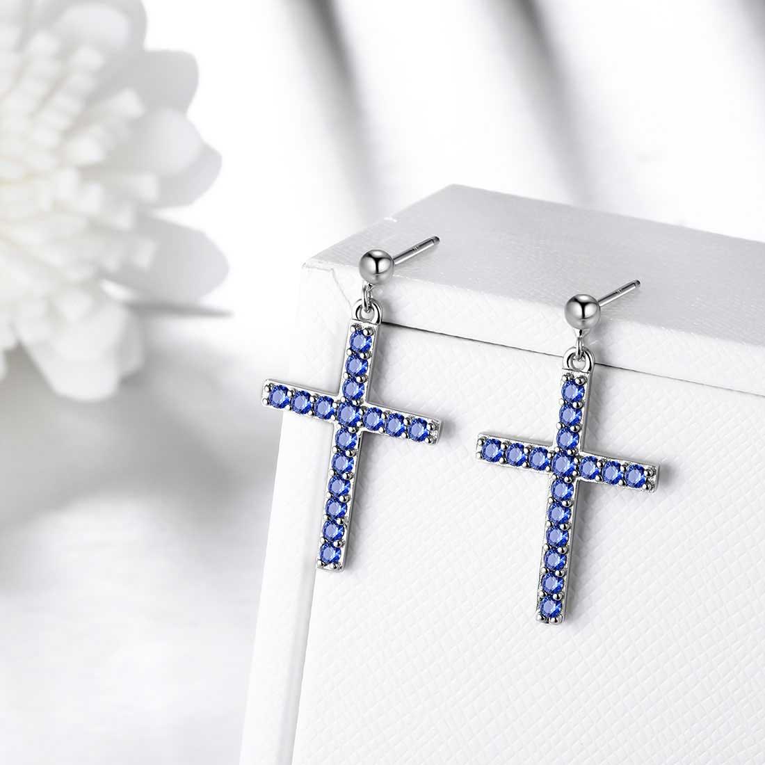 Tokyo Mart Klassische Kreuz-Tropfen-Ohrringe Damen Herren Schmuck Sterling Silber