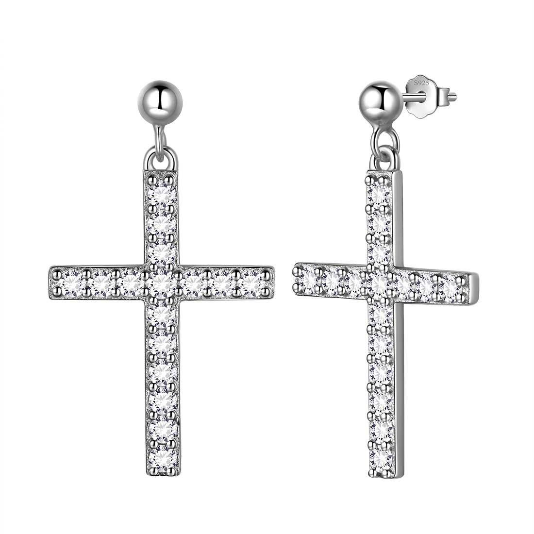 Tokyo Mart Klassische Kreuz-Tropfen-Ohrringe Damen Herren Schmuck Sterling Silber