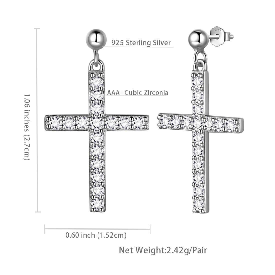 Tokyo Mart Klassische Kreuz-Tropfen-Ohrringe Damen Herren Schmuck Sterling Silber