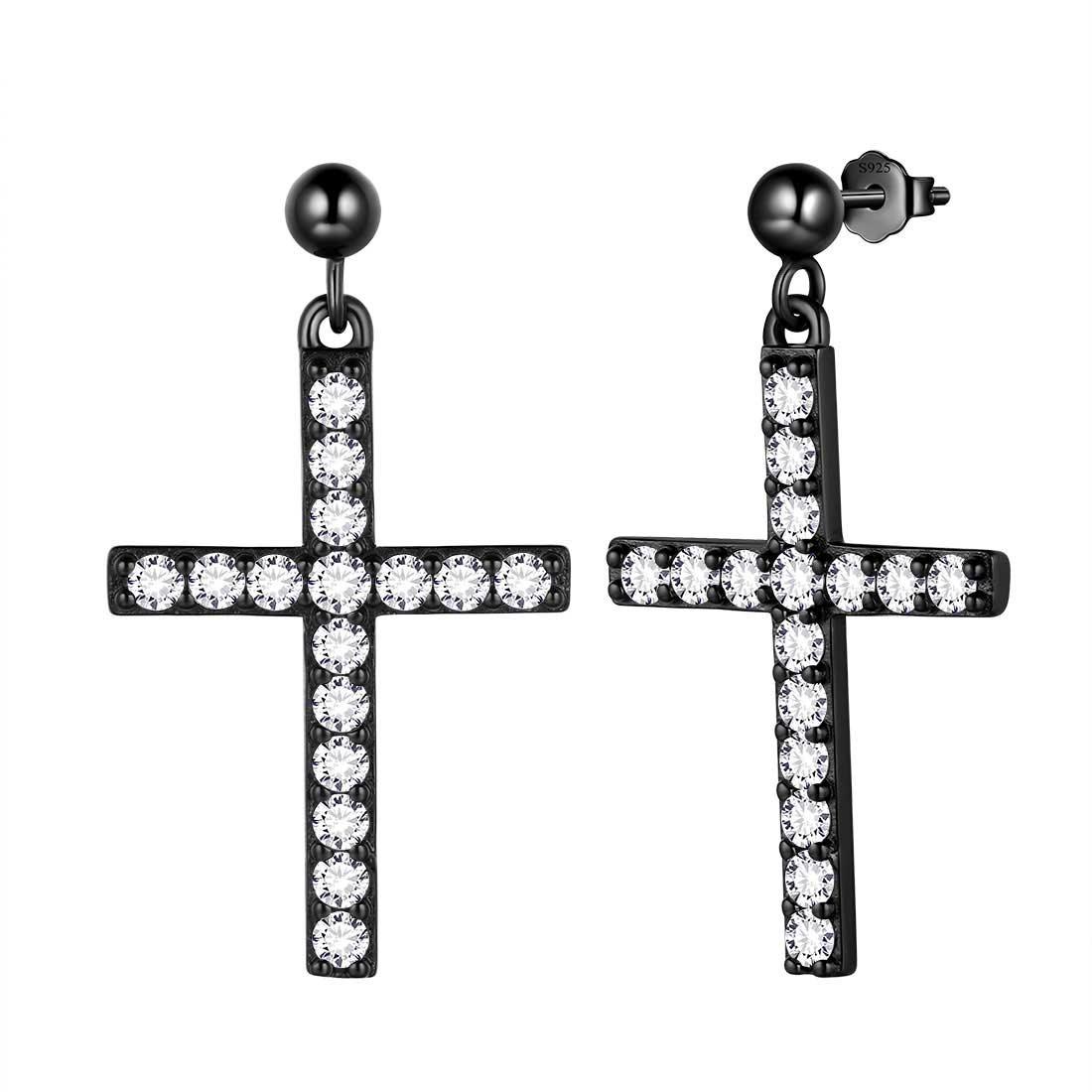 Tokyo Mart Klassische Kreuz-Tropfen-Ohrringe Damen Herren Schmuck Sterling Silber