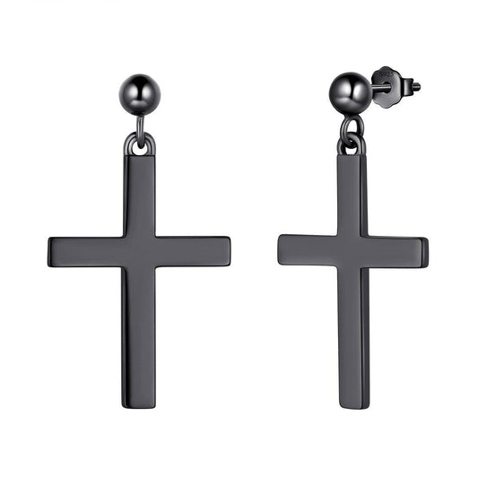 Tokyo Mart Klassische Kreuz-Tropfen-Ohrringe Damen Herren Schmuck Sterling Silber