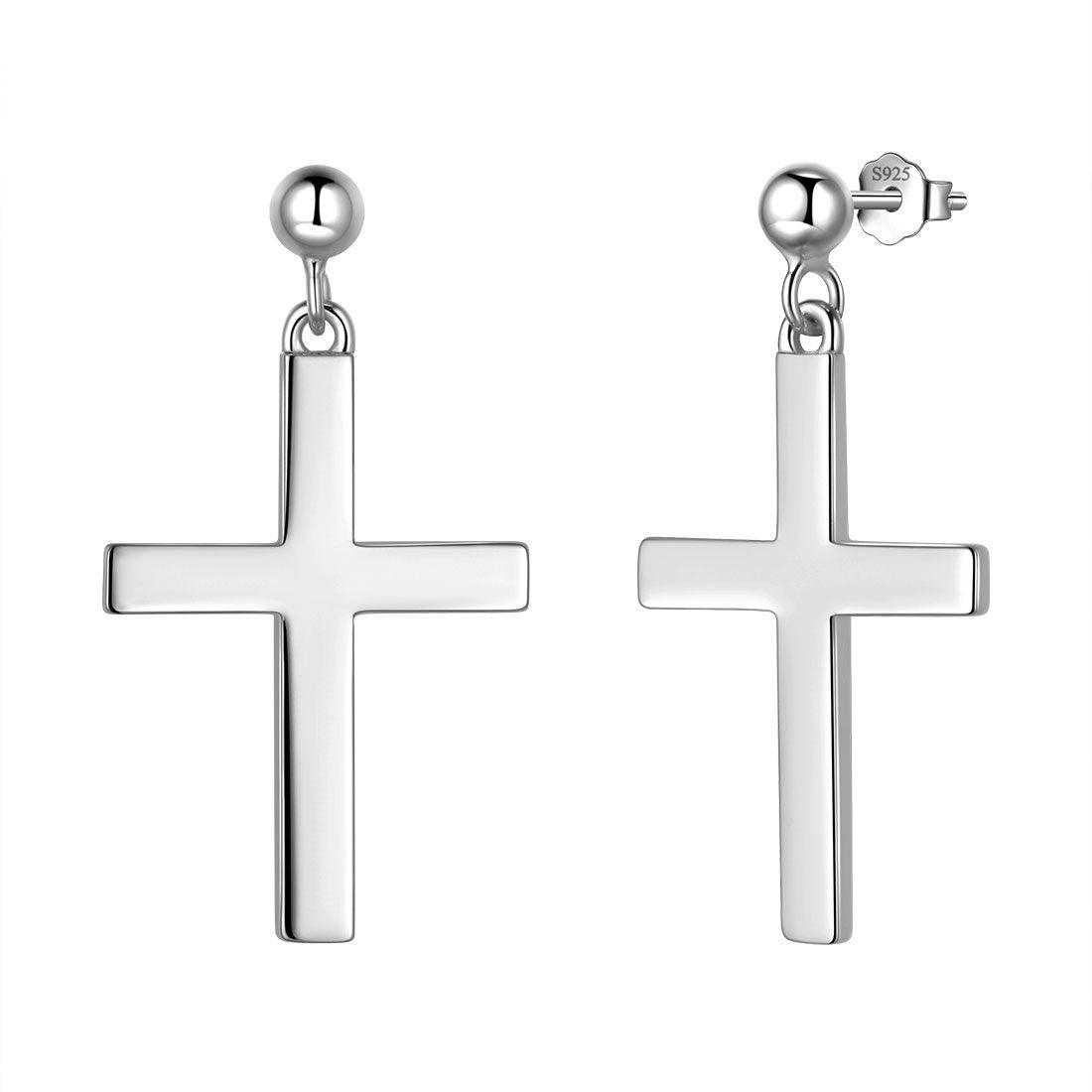 Tokyo Mart Klassische Kreuz-Tropfen-Ohrringe Damen Herren Schmuck Sterling Silber