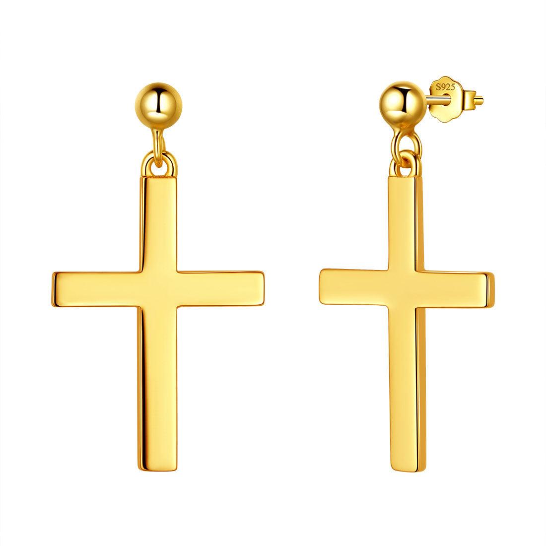 Tokyo Mart Klassische Kreuz-Tropfen-Ohrringe Damen Herren Schmuck Sterling Silber